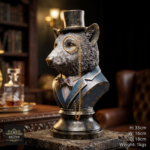 Fox bust figurine regal statue - fox,