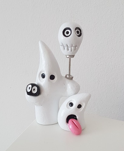 Whimsical clay spirit figurine - clay,