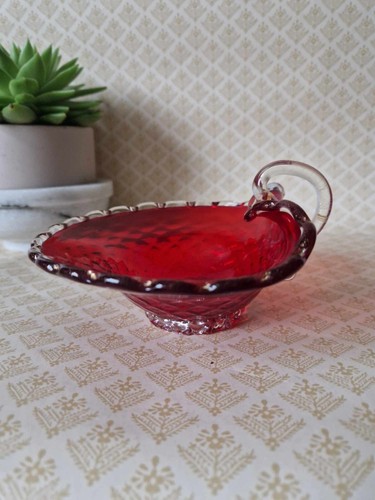Murano glass dish ruby red - glass,